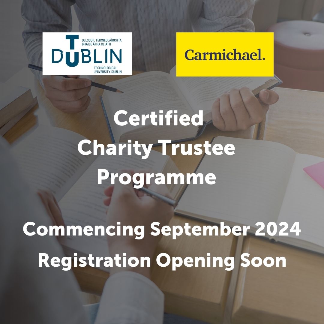 📣 The Certified Charity Trustee Programme run in conjunction with @WeAreTUDublin will soon be open for registration. 🧑‍💻This programme runs for 2 semesters, from September 2024 – May 2025. See our website and socials for updates . Find out more👇 carmichaelireland.ie/certified-char…