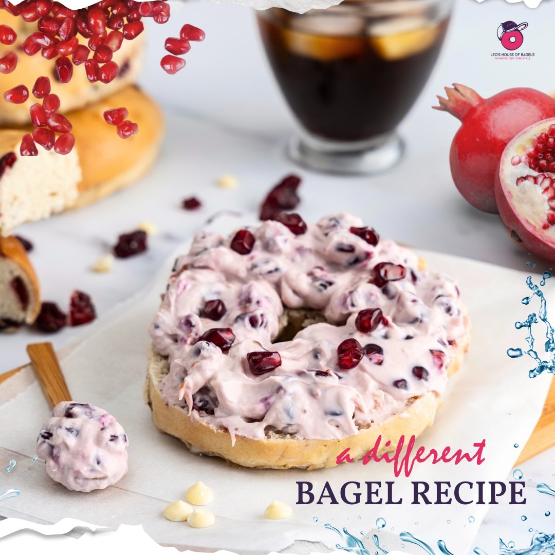 A different recipe - bagel with yogurt, honey and pomegranate. Not only is it aesthetically pleasing, it's light, full of vitamins and nutrients for a proper and healthy diet!
#bagel #yogurt #pomegranate #madeingreece #Leo #authentic #recipe #realbagel #leoshouseofbagels