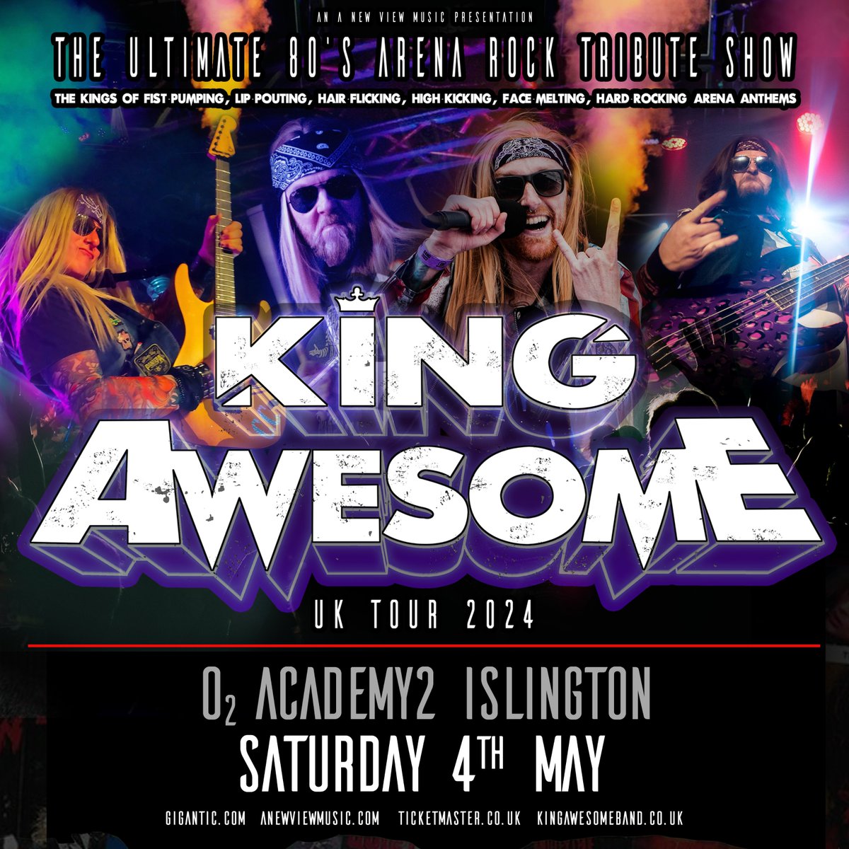 Following hard in the footsteps of their 80s heroes, #KingAwesome is a high energy, full stadium scale show with an incendiary live show full of high kicks, fists pumps and very 80s metal and rock. 📍 Sat 04 May 🎟️ amg-venues.com/RH1150RcTE7