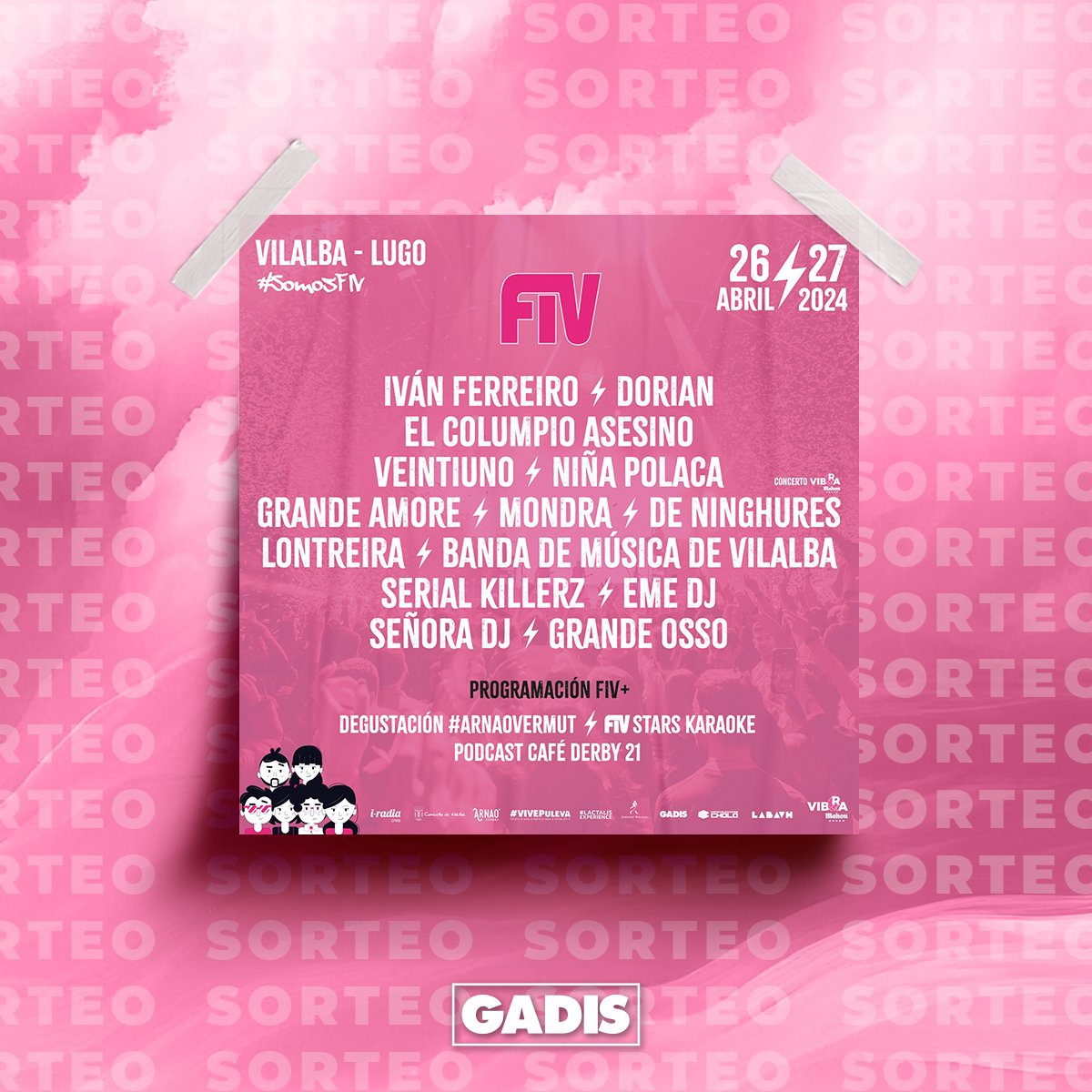 🌟 SORTEO 🌟Sorteamos unha entrada dobre para o <a href="/fivdevilalba/">FIV de Vilalba</a> 🎶! Participa e poderás gozar da mellor música: 

1️⃣ Sigue a <a href="/gadis/">Gadis</a> 🙌.
2️⃣ Fai RT a este chío 🔄. 

Participa ata o 17 de abril!

Bases legais: gadis.es/sorteos