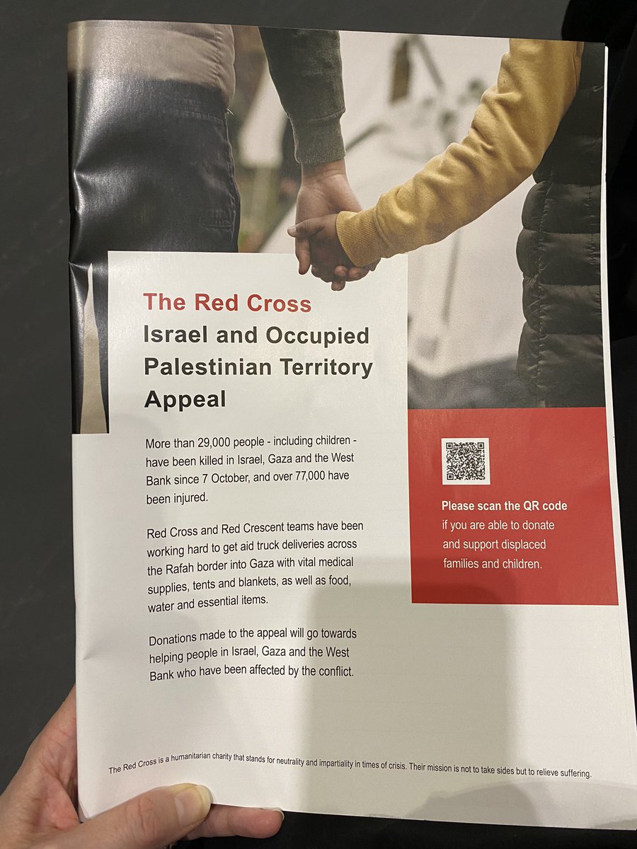 The charity appeal for @BritishRedCross in the @QualityForum programme booklet 👏 #ceasefire #quality2024