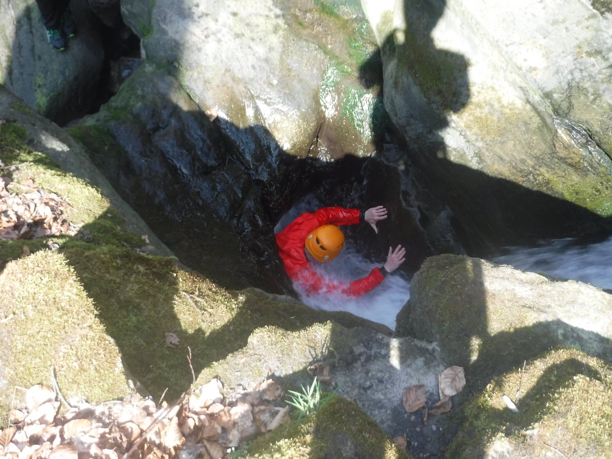 Finding the right footholds is all part of the challenge whilst gorge scrambling! #gorgescrambling #breconbeacons #familyfun #AdventureAwaits #visitdeanwye #visitwales
