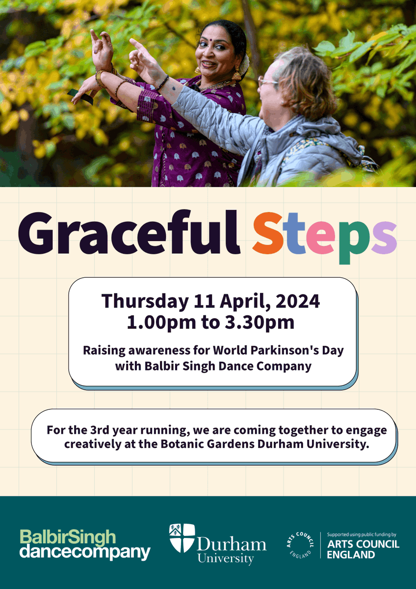 Today is #WorldParkinsonDay. We are in Durham, raising awareness through our programme 'Graceful Steps', creative activity with local people. #Parkinsons