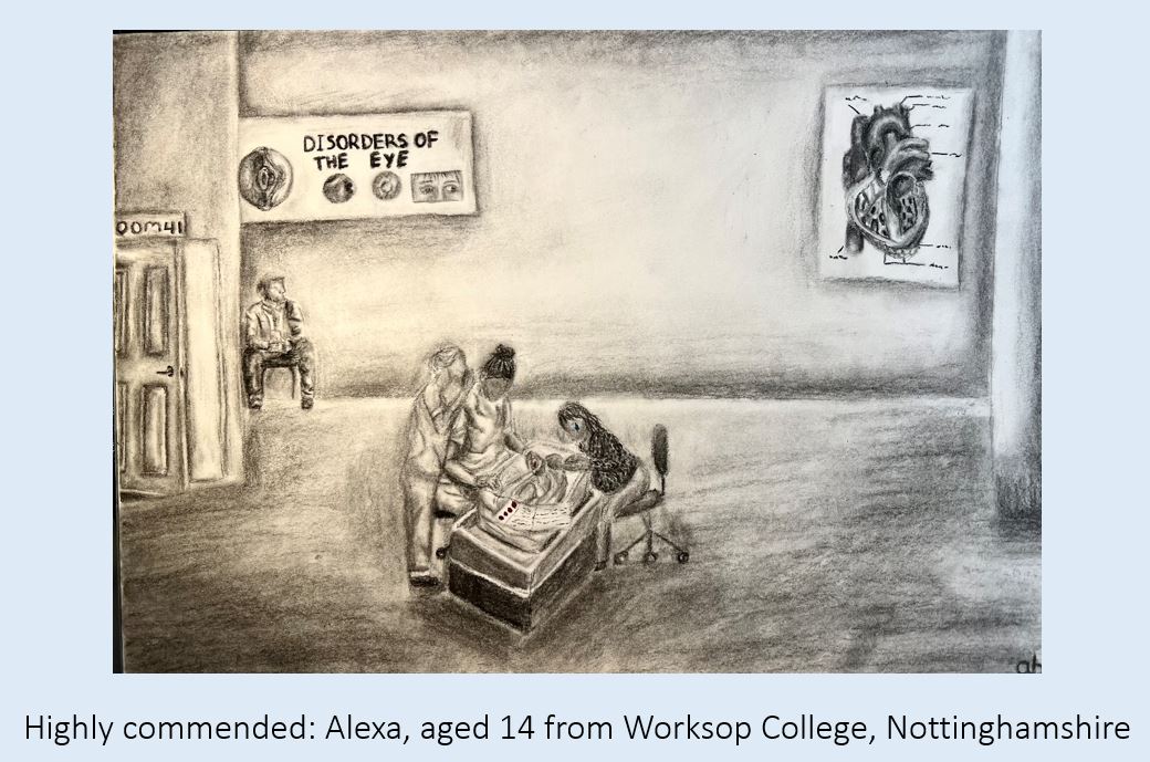 This week, take a minute to appreciate this moving entry from our 2023-24 schools art competition. Alexa from @worksopcollege sent in this illustration, for our theme of screening newborn babies for disease.