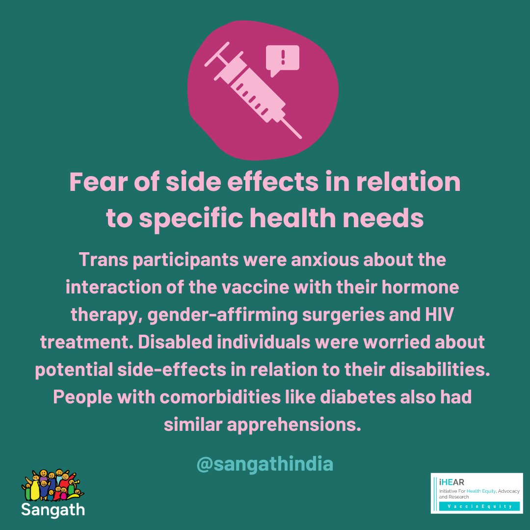 The research illustrated that among transgender & disability communities: 🔵Trust in systems like government, health & pharmaceutical institutions influenced intent to vaccinate 🔵Concerns about side-effects in relation to specific health needs led to delays in vaccination