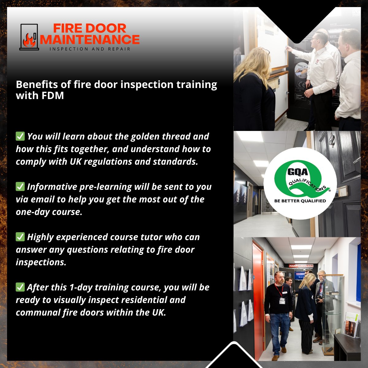 Benefits of fire door inspection training with FDM.
#FDM #firedoormaintenance #firedoorinspection #firedoortraining #fdmbury #firedoorcourse