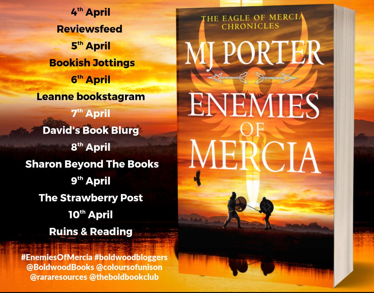 I'm thrilled to share my review of Enemies of Mercia by MJ Porter. Greatly enjoyable historical fiction full of political intrigues! My thanks to @rararesources and @BoldwoodBooks for a copy. ruinsandreading.blogspot.com/2024/04/review… #HistoricalFiction #AngloSaxon #Mercia @coloursofunison