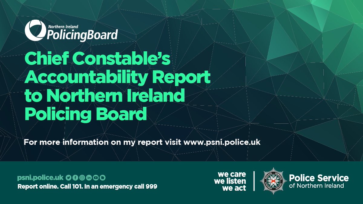 Today Chief Constable Jon Boutcher gave his report to @NIPolicingBoard. You can read the full report at orlo.uk/HfO0S