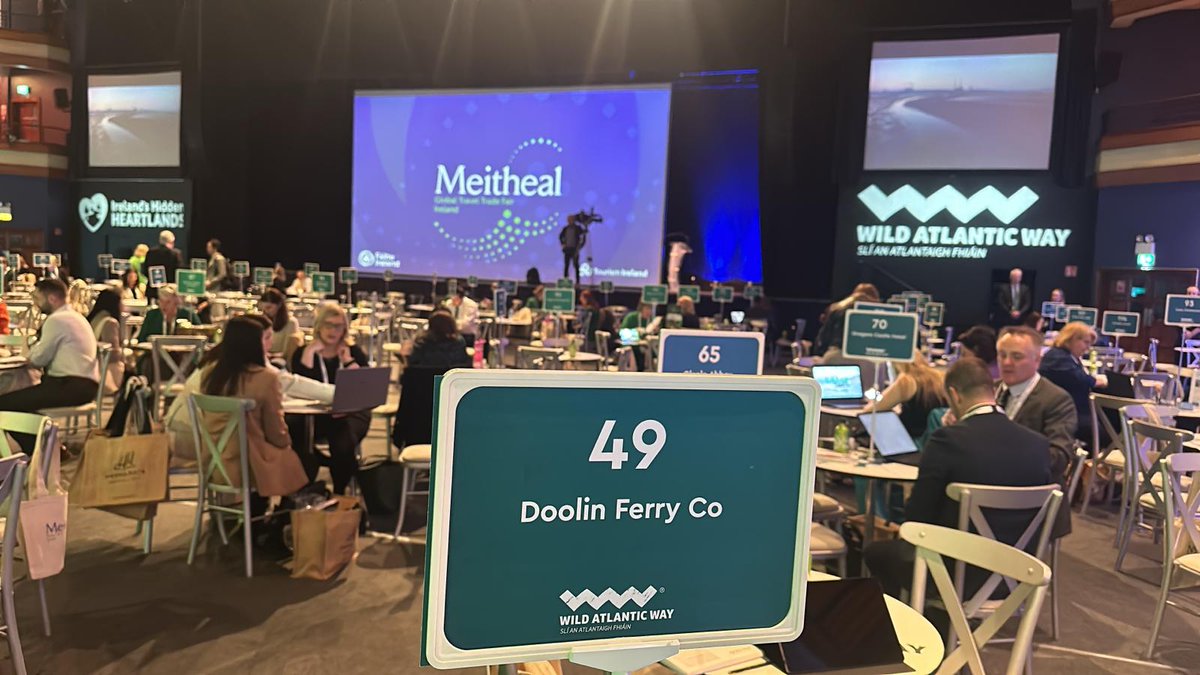 We're here at #Meitheal2024, Fáilte Ireland's most important tourism trade event. What a joy to showcase Doolin Ferry's boat tours to the Cliffs of Moher & Aran Islands and spread the word about the NEW ecofriendly ship joining our fleet this Summer #Meitheal2024 #WildAtlanticWay