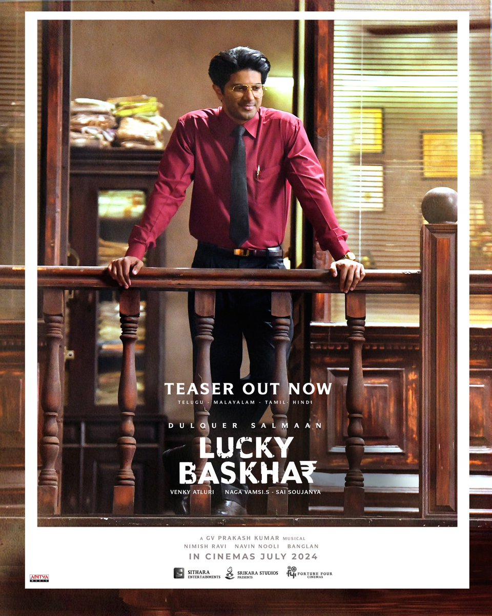 A Common... Middle Class… Indian Man! 💰

Dive into the extra-ordinary world of #LuckyBaskhar! 🏦💥

#LuckyBaskharTeaser ▶️ bit.ly/LuckyBaskhar-T…

#VenkyAtluri @gvprakash @Meenakshiioffl @vamsi84 @NimishRavi @NavinNooli @Banglan16034849 #SaiSoujanya @SitharaEnts…