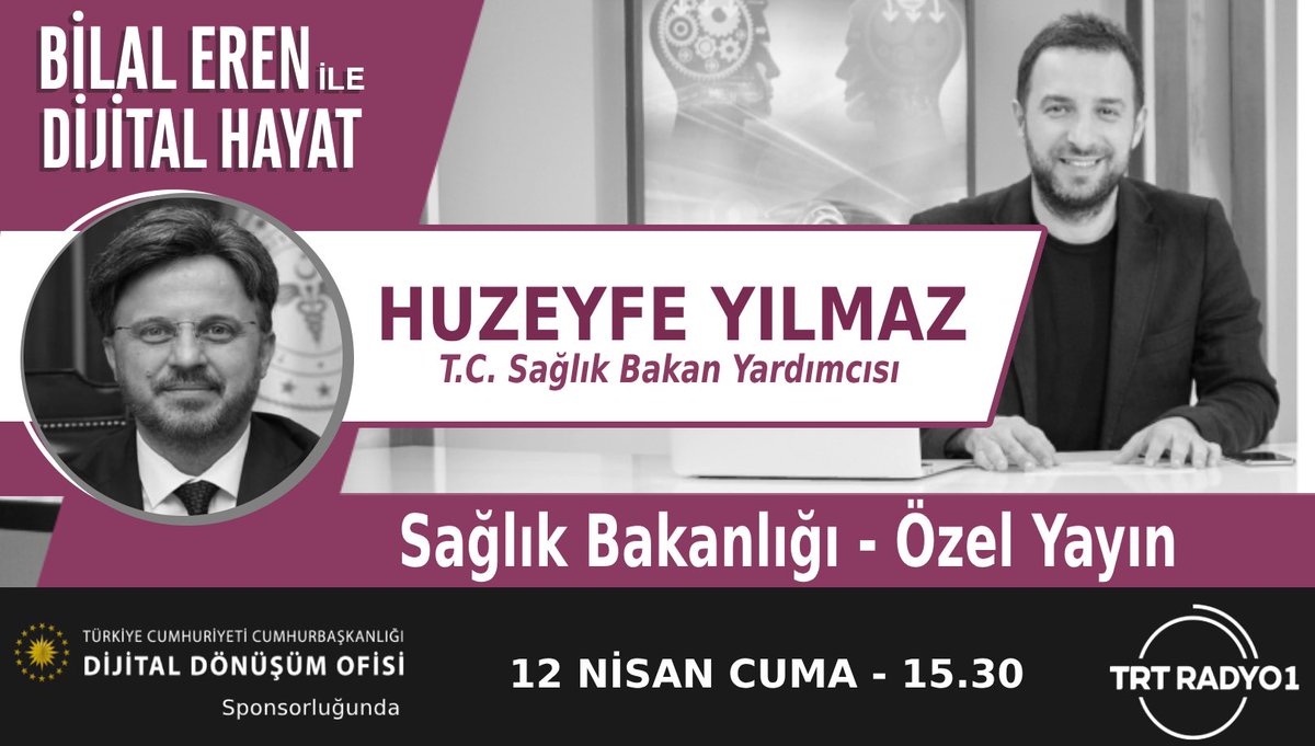 ❓Ülkemiz Sağlık Teknolojilerinde Hangi Başlıklarda İlerleme Kaydetti? ❓Yapay Zeka Sağlık Alanında Nasıl Kullanılıyor? ❓MHRS'deki Randevu Probleminin Nedenleri? ⏰Yarın 15.30'da @erenbilal ile #DijitalHayat'ın konuğu Sağlık Bakanlığı Bakan Yardımcısı @Huzeyfe_Ylmz 🎧TRTRadyo1