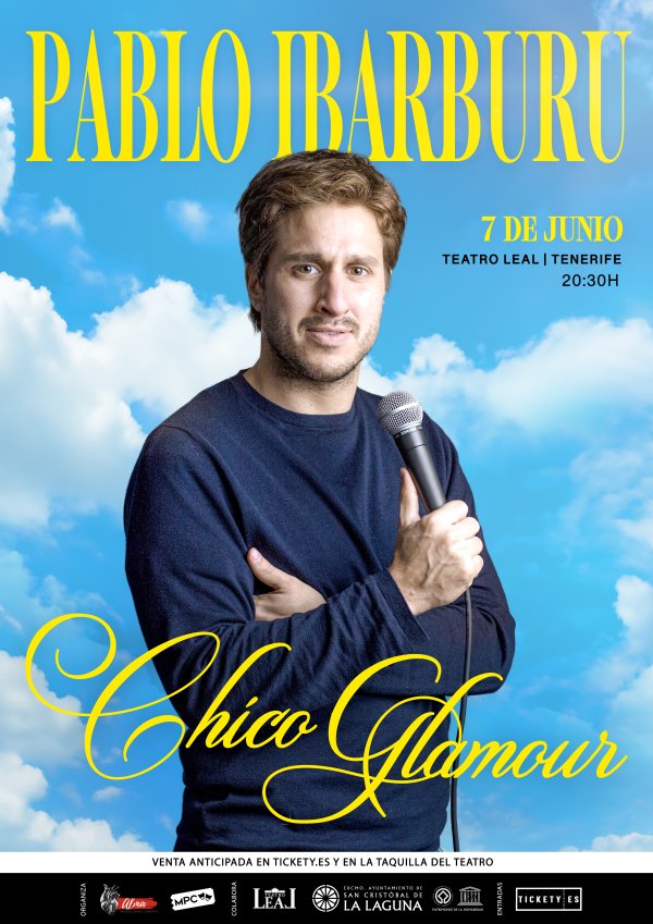 El monologuista #PabloIbarburu presenta su show de comedia 'Chico Glamour' por primera vez en #Tenerife. 🗓️ 7 de junio 📍@TeatroLeal 🎟️Entradas: tickety.es/event/pablo-ib…
