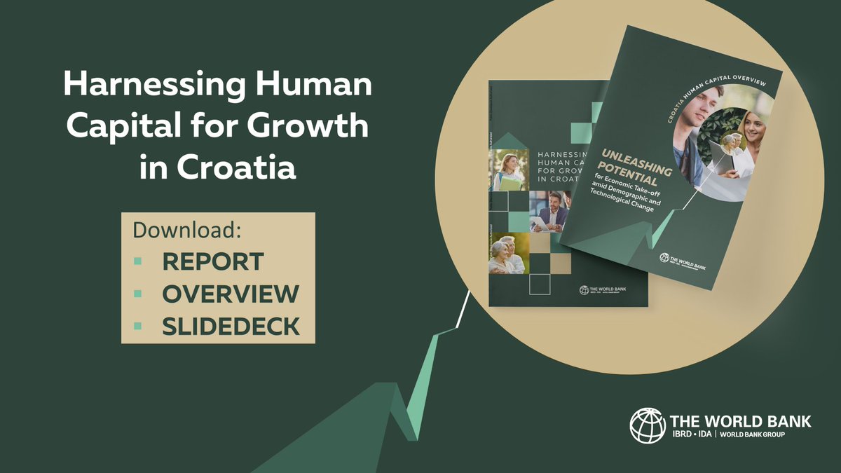 New @WorldBank report 'Harnessing Human Capital for Growth in #Croatia' shows how the country can unleash its economic potential by activating its #LaborForce, strengthening #HumanCapital & removing barriers to employment.
🔗 wrld.bg/XG3750RcXp9