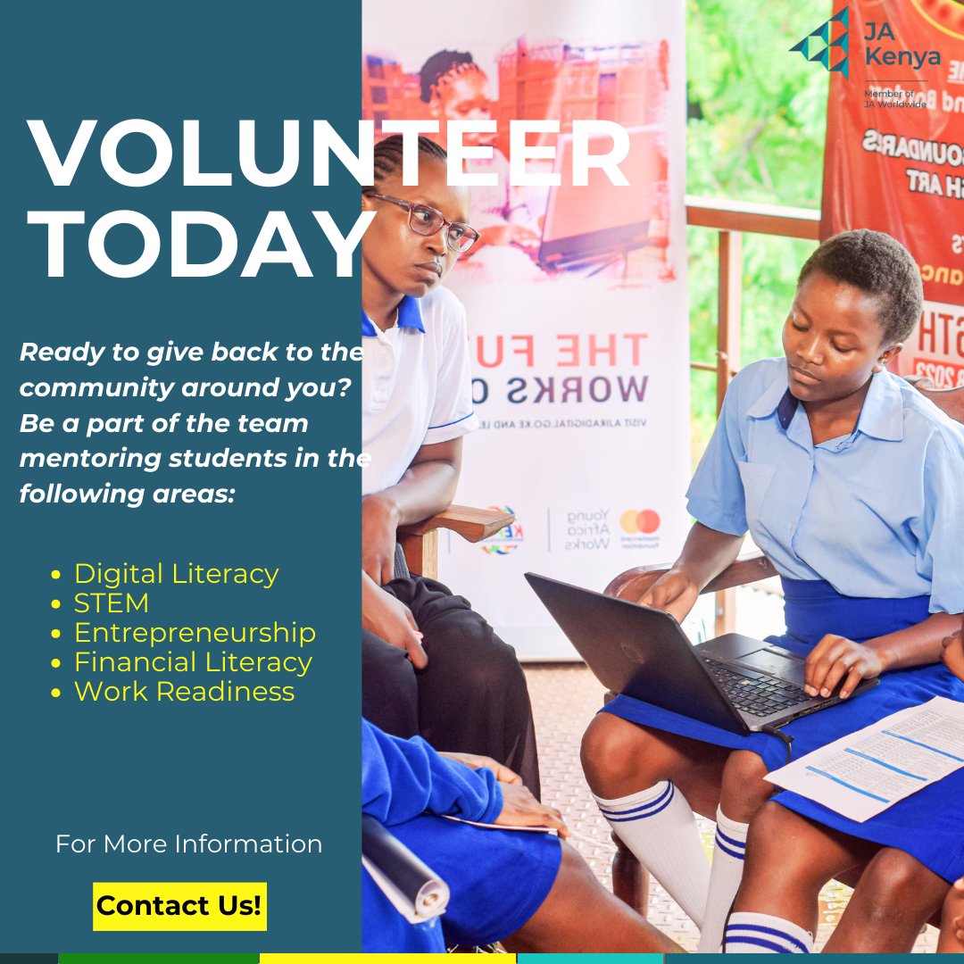 Are you passionate about shaping the leaders of tomorrow? Do you believe in the power of mentorship to unlock the potential of high school students?
 
Ready to make a difference? Click the link below: forms.gle/tQyjMyNqp2UcS8… 

#JAKenya #volunteer #ItStartsHere #SIR2024