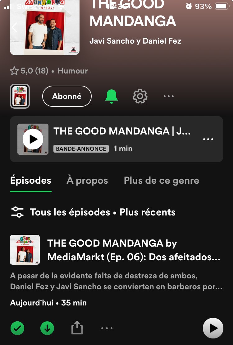 'Tener un día de 💩 (aunque sólo sea mediodía) y que una notificación del móvil te lo arregle de pronto' - DEFINICIÓN GRÁFICA 👇🏻 Voy a darle al ▶️ que ⁦@DanielFez⁩ & ⁦@Javi_Sancho_⁩ han publicado nuevo episodio de #TheGoodMandanga Y LO NECESITO 🎙️😂