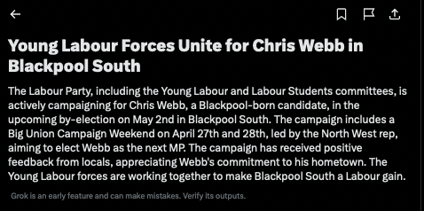 'Young Labour forces'? X's AI Grok thing is rather weird...