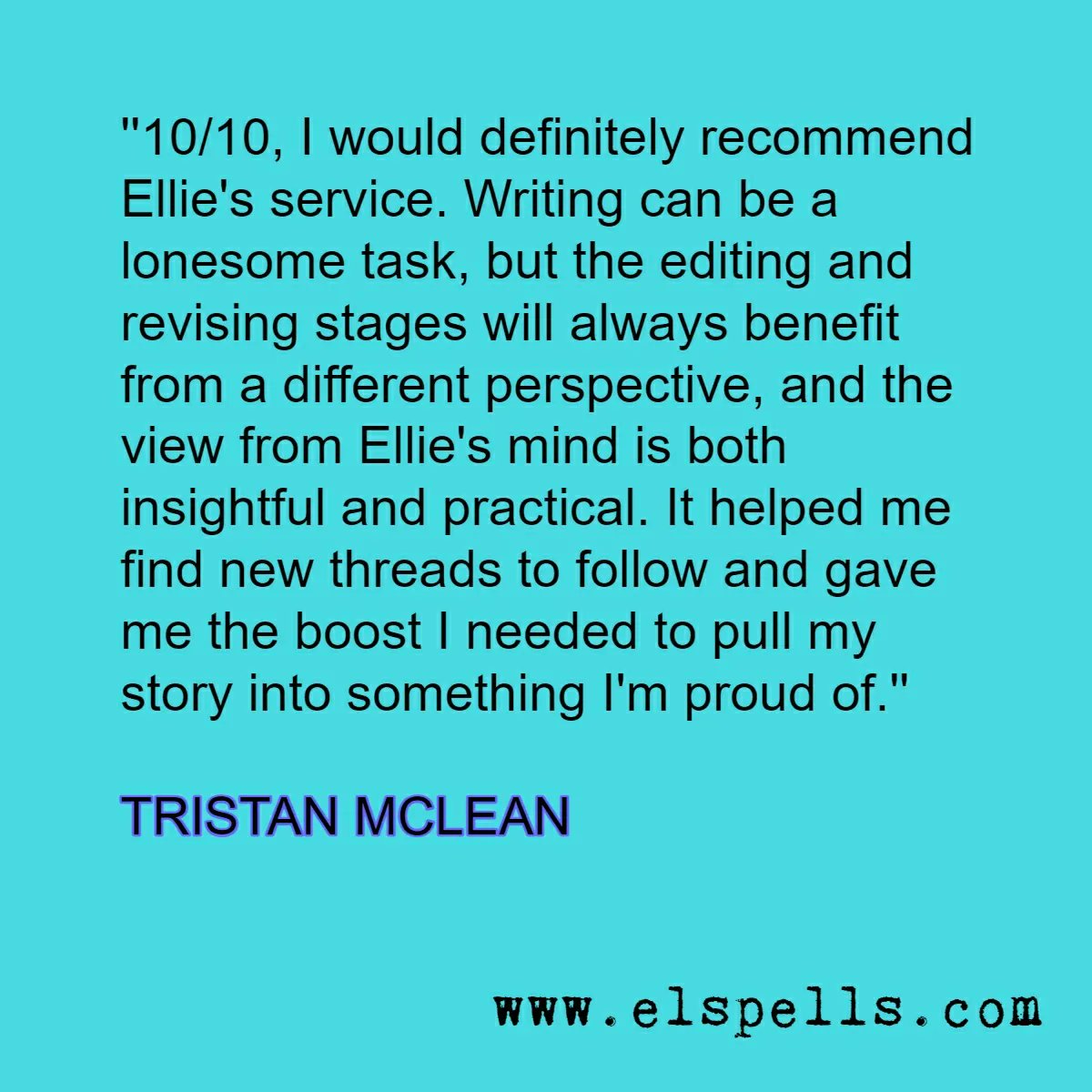 If you're looking for a fresh pair of eyes on your #manuscript, visit elspells.com to find out more about my quick, affordable #writingfeedback service! #ElspellsWritingFeedback #clienttestimonial #amwriting #amediting #WritingCommunity ✍