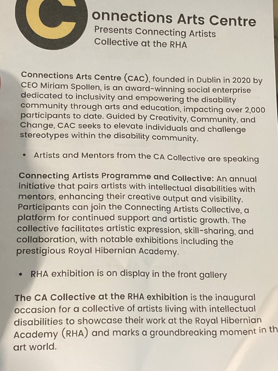 Delighted to attend last night’s launch of the ⁦@Connections_CAC⁩ exhibition at the ⁦@RHAGallery⁩ - a wonderful show by the Connecting Artists Collective - connectionsartscentre.ie/rha-exhibition