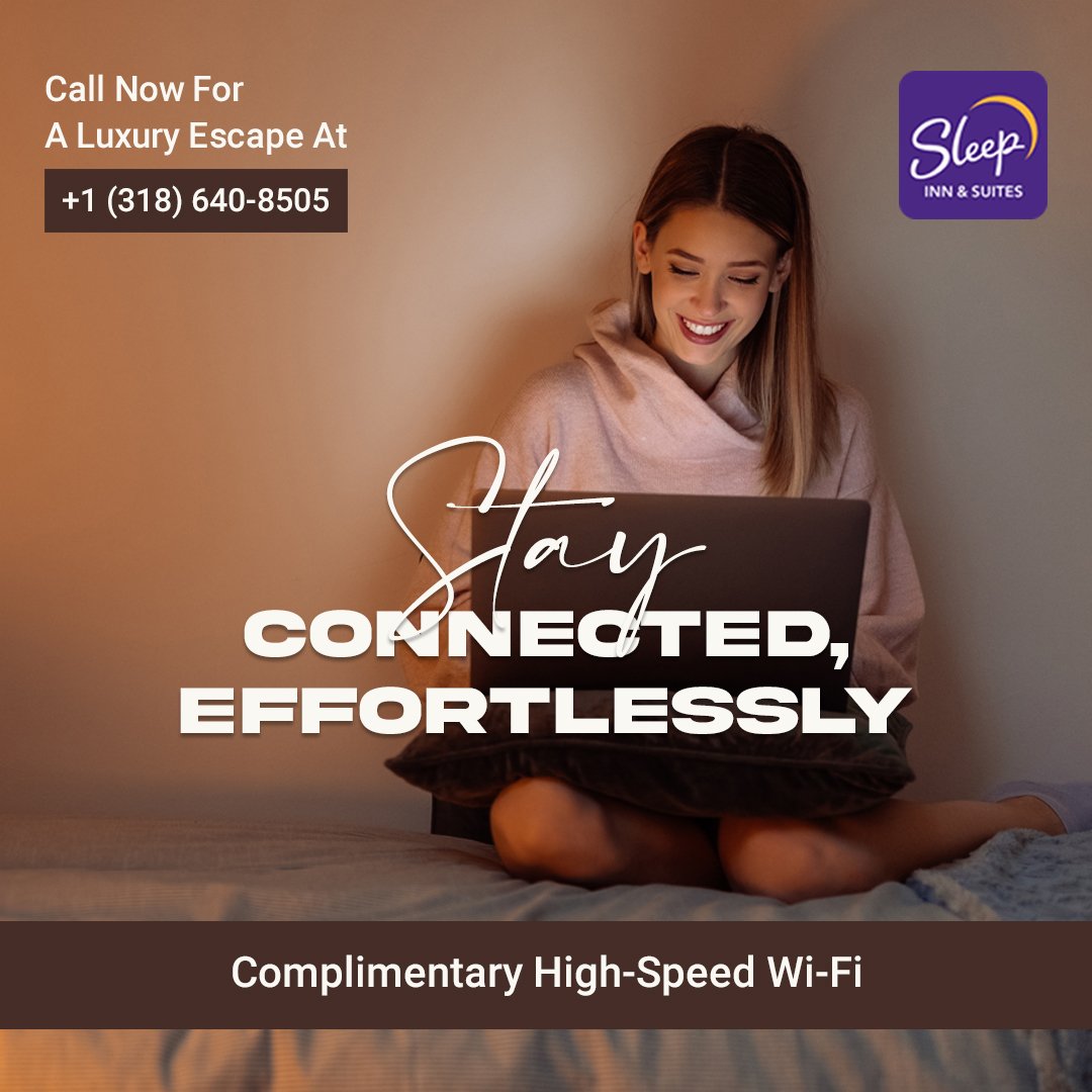 At Sleep Inn &amp; Suites Pineville, staying connected is a breeze. With our complimentary high-speed Wi-Fi, you can easily keep in touch with loved ones, catch up on work, or stream your favorite shows, all from the comfort of your room.

visit: bit.ly/3Hp42wS

#holidays