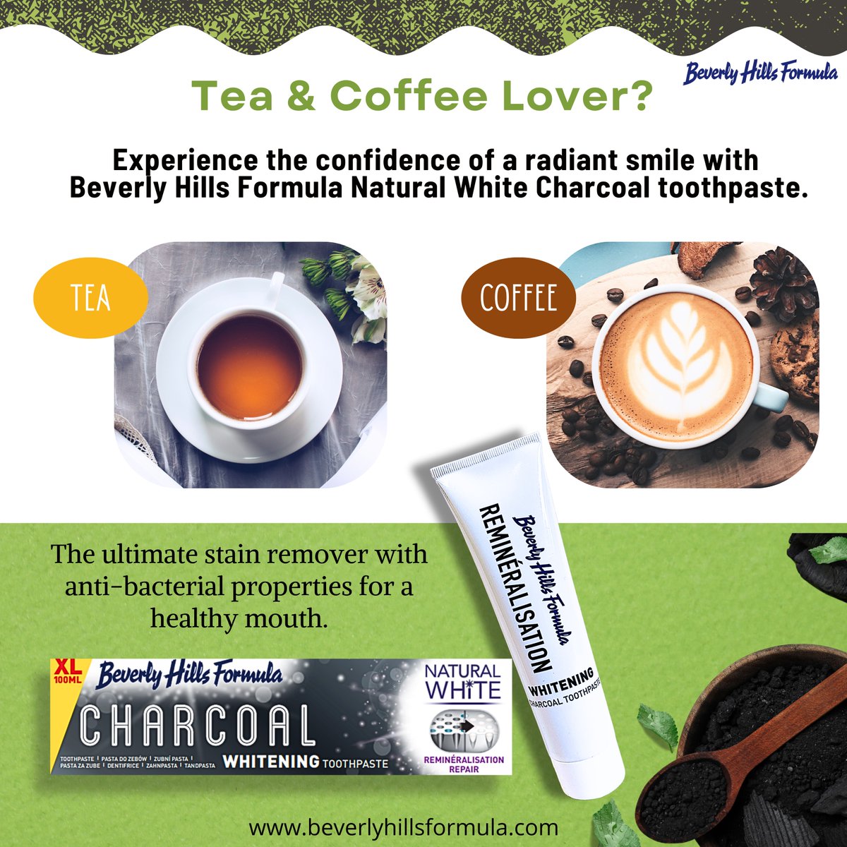 BevHillsFormula's tweet image. Love your daily cup of coffee or tea? We've got just the thing for you! Introducing Beverly Hills Formula Natural White Charcoal – the ultimate solution for coffee and tea lovers.  Embrace your love for coffee or tea without compromising on your dazzling smile! 😃✨.#NaturalWhite