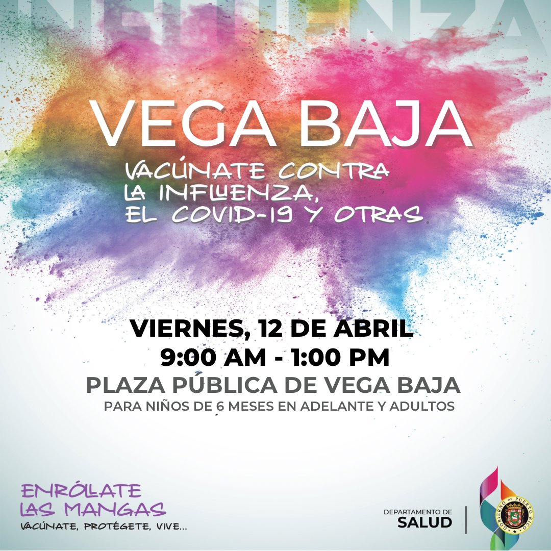 ¡Enróllate las mangas y vacúnate contra la influenza! Profesionales de Salud estarán en #Caguas, #Naguabo y #VegaBaja inoculando contra la influenza, COVID-19 y otras enfermedades. No te arriesgues, evita complicaciones en tu salud. Infórmate: ☎️787-522-3985 #EnróllateLasMangas