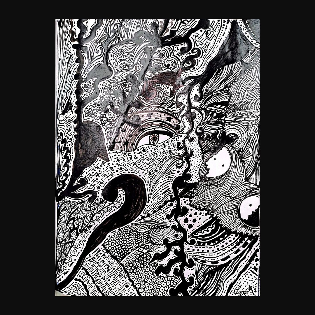 Faieryh's tweet image. Petit premier essai à l'encre de chine...