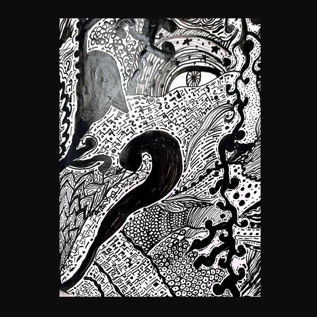 Faieryh's tweet image. Petit premier essai à l'encre de chine...