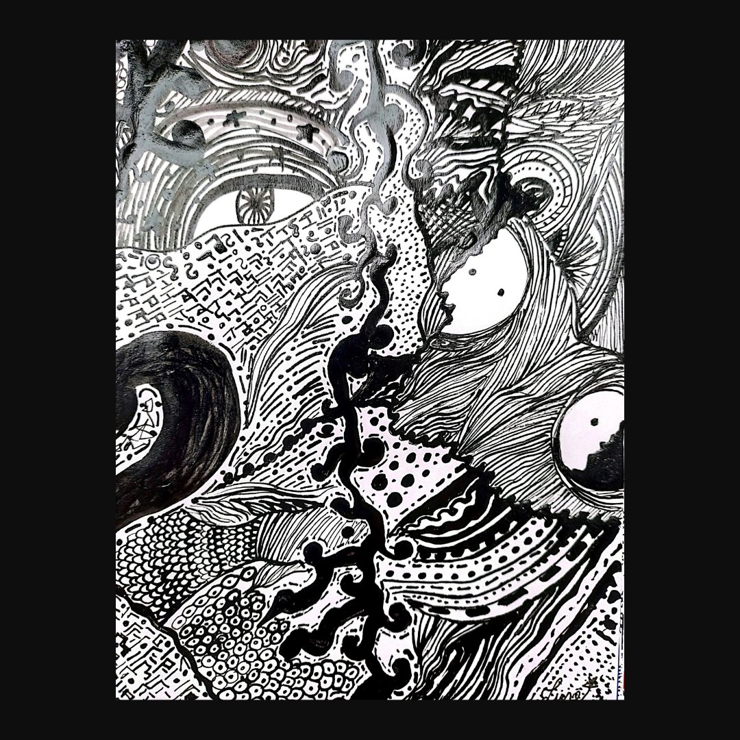 Faieryh's tweet image. Petit premier essai à l'encre de chine...