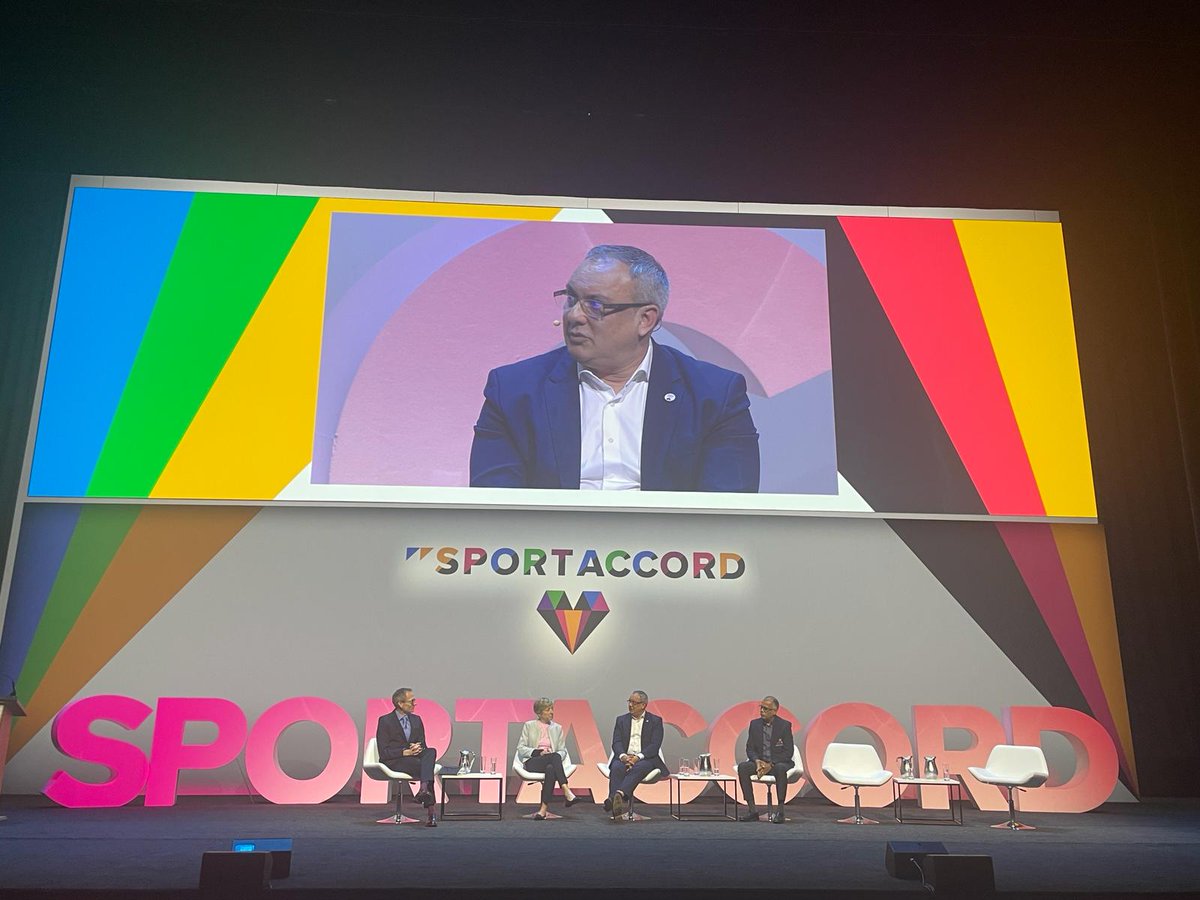 🌍The final #SportAccord 2024 Plenary session is on, addressing sport’s influence in the world #PowerOfSport. 'Sport has played a very central role in the region, driving our economy and helping to promote our place in the world.' – Neil Rami, Chief Executive of @WMGrowth