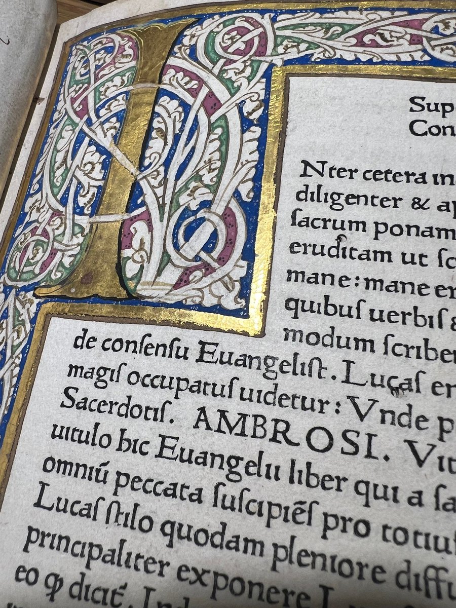 First edition of Thomas Aquinas' 'Golden Chain' by the first printers in Italy, Conrad Sweynheym & Arnold Pannartz: Catena Aurea super quattuor evangelistas, vol II (Rome, 7 Dec. 1470). @QueensCollegeOx sel.a.200 #incunable