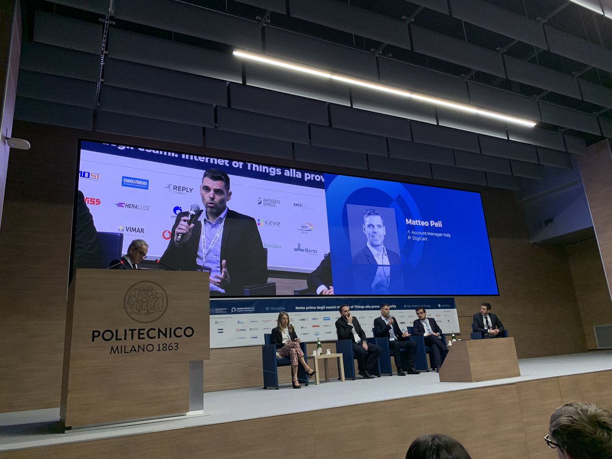 Osserv_Digital's tweet photo. Un aspetto molto importante quando si parla di #IoT è quello della #cybersecurity. Matteo Peli di @digicert ci spiega perché è importante il #DigitalTrust per i dispositivi IoT e come questo può aiutare le aziende a risolvere le sfide di #sicurezza #oiot24 https://t.co/T14kBP9L4N