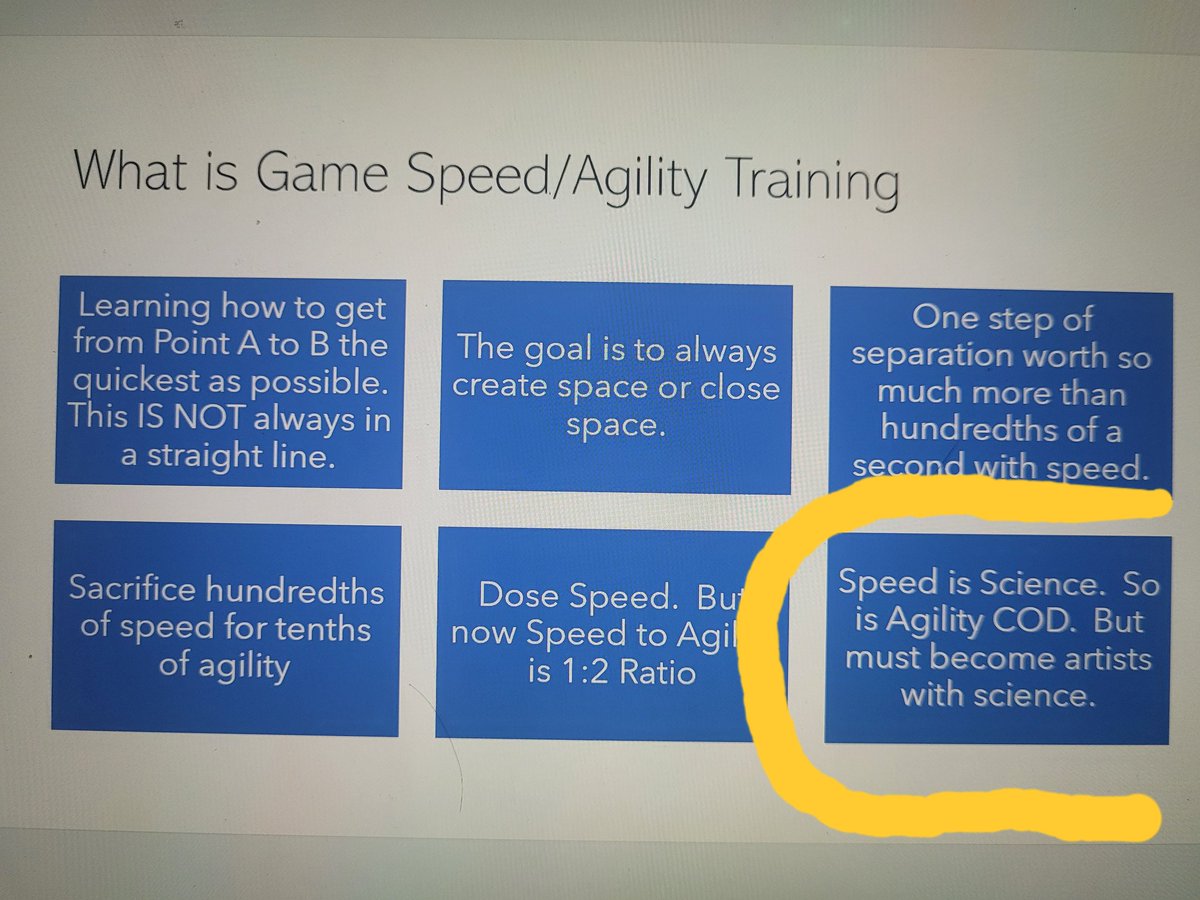 Talked about this last night. There IS a 'scientific' way to sprint faster AND COD fastest. But when on the field or court, sometimes 'science' doesn't work and 'art' does. Art is up for interpretation. But can you be an 'artist' or 'scientist' when needed and know the how/why?