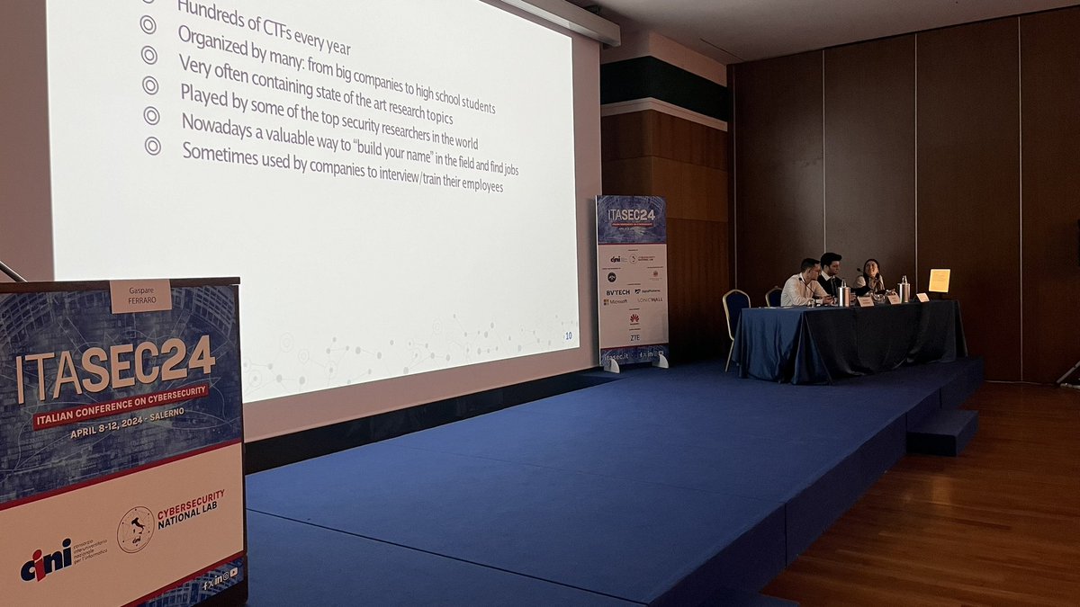 ITASEC_Conf's tweet photo. 📢 Dietro le quinte delle CTF Made in Italy: quando giocare diventa un lavoro. Con @devigianlu @giulia__martino e Matteo Rossi. Modera @GaspareFerraro
#⃣ #ITASEC24 #cybersecurity #Salerno
https://t.co/1N8Os3LveJ https://t.co/9jsSQQ5e2f