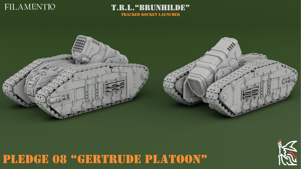 Today a quick look at the 'Gertrude' vehicle line. It was released when it was discovered that the 'Mortilda' platform was no longer making any progress.

#3Dprinting #wargaming #40k #onepagerules #warhammer40k #Kickstarter #tabletopgames #warpath #paintingminiatures