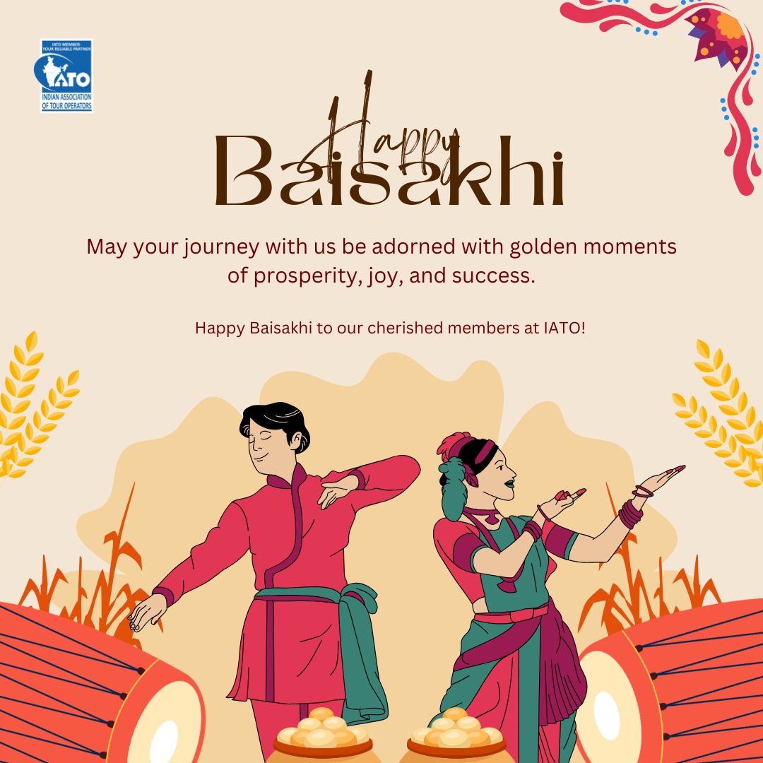 🎉 Join IATO in embracing the vibrant spirit of Baisakhi! 🌾 Let's celebrate the richness of our culture, the blessings of the harvest season, and the joy of togetherness. #BaisakhiCelebrations #HarvestFestival #NewBeginnings #Prosperity #IncredibleIndia #tourismgoi #IATO