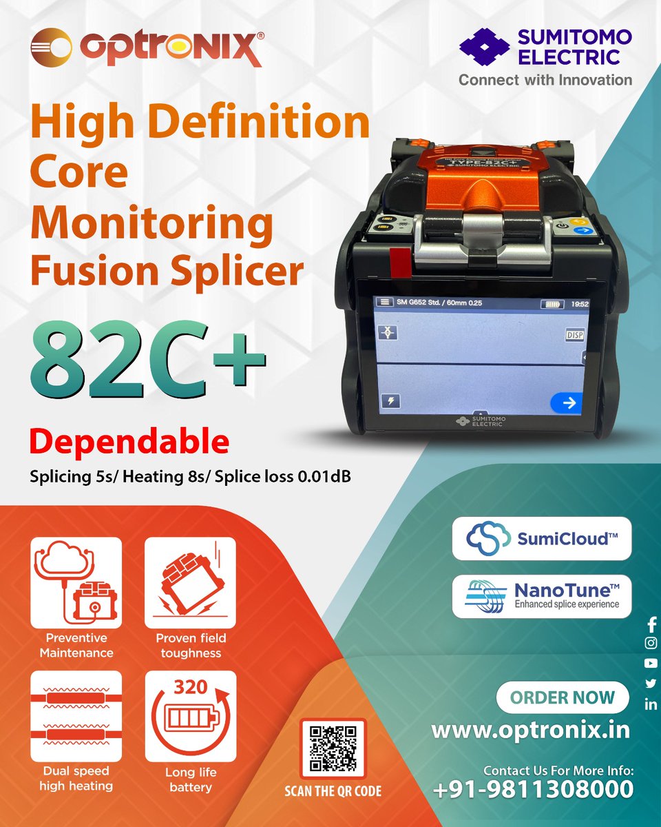 candid_optronix's tweet image. Enhance #FTTx Connectivity with the Sumitomo #82C Plus #SplicingMachine
👇
🌎 optronix.in/sumitomo-splic…

#candidoptronix #Spec #EidUlFitr #fusionsplicer #otdr #fibercable #FTTx #telecoms #fiberoptic