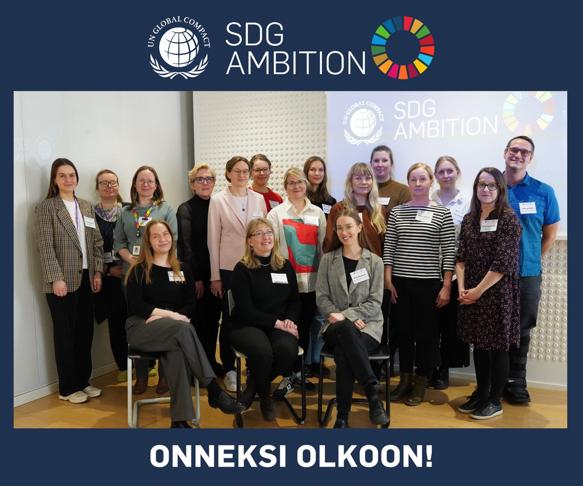 Tämänpäiväisessä #SDGAmbition-päätöstilaisuudessa yritykset esittelivät vaikuttavia toimintasuunnitelmiaan. 🎉 Onneksi olkoon ohjelman suorittamisesta: @enfuce @hankkijafi @KaskasMedia @KempowerOyj Oilon Otava @Sievo Siskon Siivous Tapaus @telestecorp Ympäristömerkintä Suomi