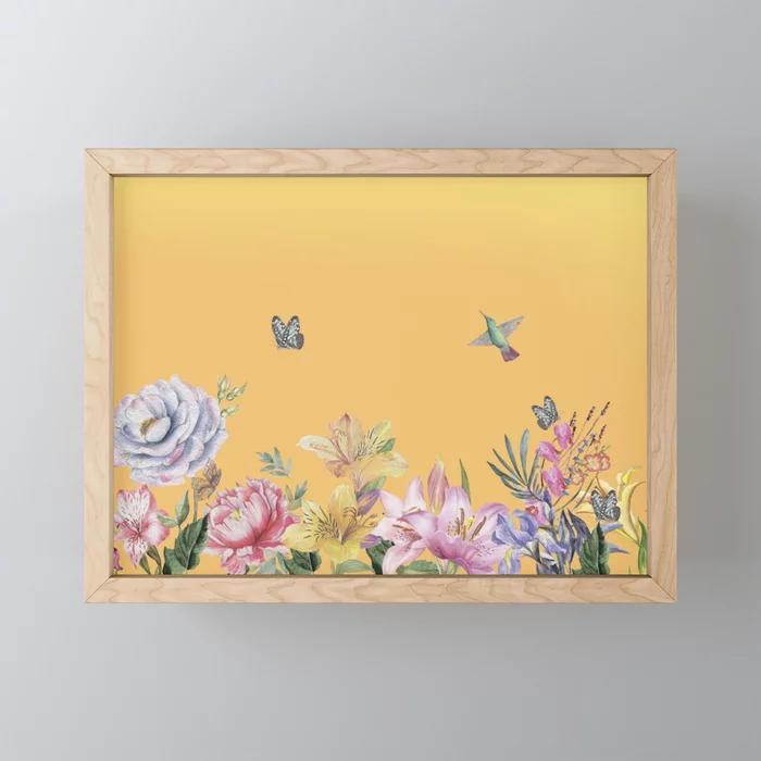 A Beautiful Summer Morning With Flowers Butterflies And Birds Framed Mini Art Print. Save 40% today. (Price is less than 14 USD with the discount) A great time to get some #birthday #gifts for a friend. society6.com/product/a-beau…