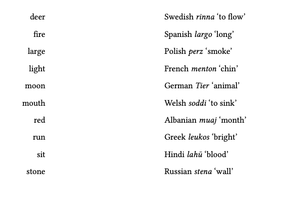 Cognate quiz for my etymology class tomorrow. Can you guess them all?