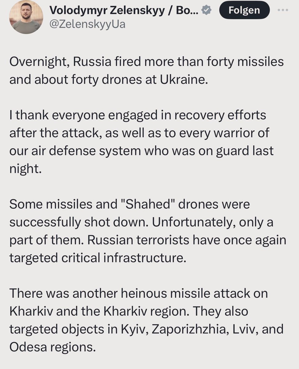 As I said weeks ago (and almost no one believed me): Ukraine ran out of Patriot and Iris-T missiles. Also, most other stocks of air defense means are depleted or destroyed. This, while we have hundreds of systems and thousands of missiles in our depots. No words. Just anger.