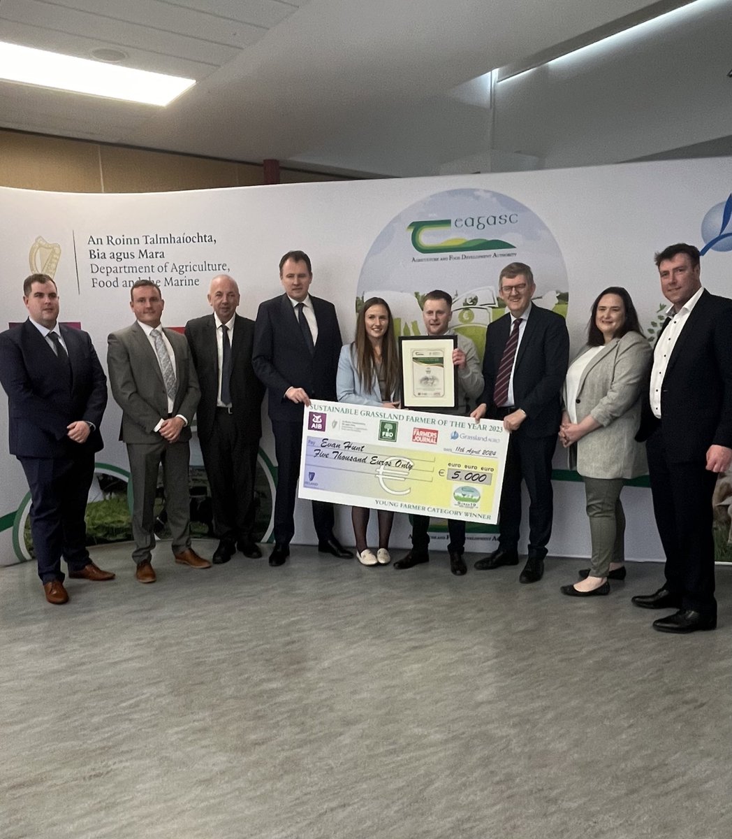 teagasc's tweet photo. Congratulations to Evan Hunt who is the Young Farmer Category Winner in the Sustainable Grassland Farmer of the Year Awards! #GFOTY23 https://t.co/byqagJq2qP
