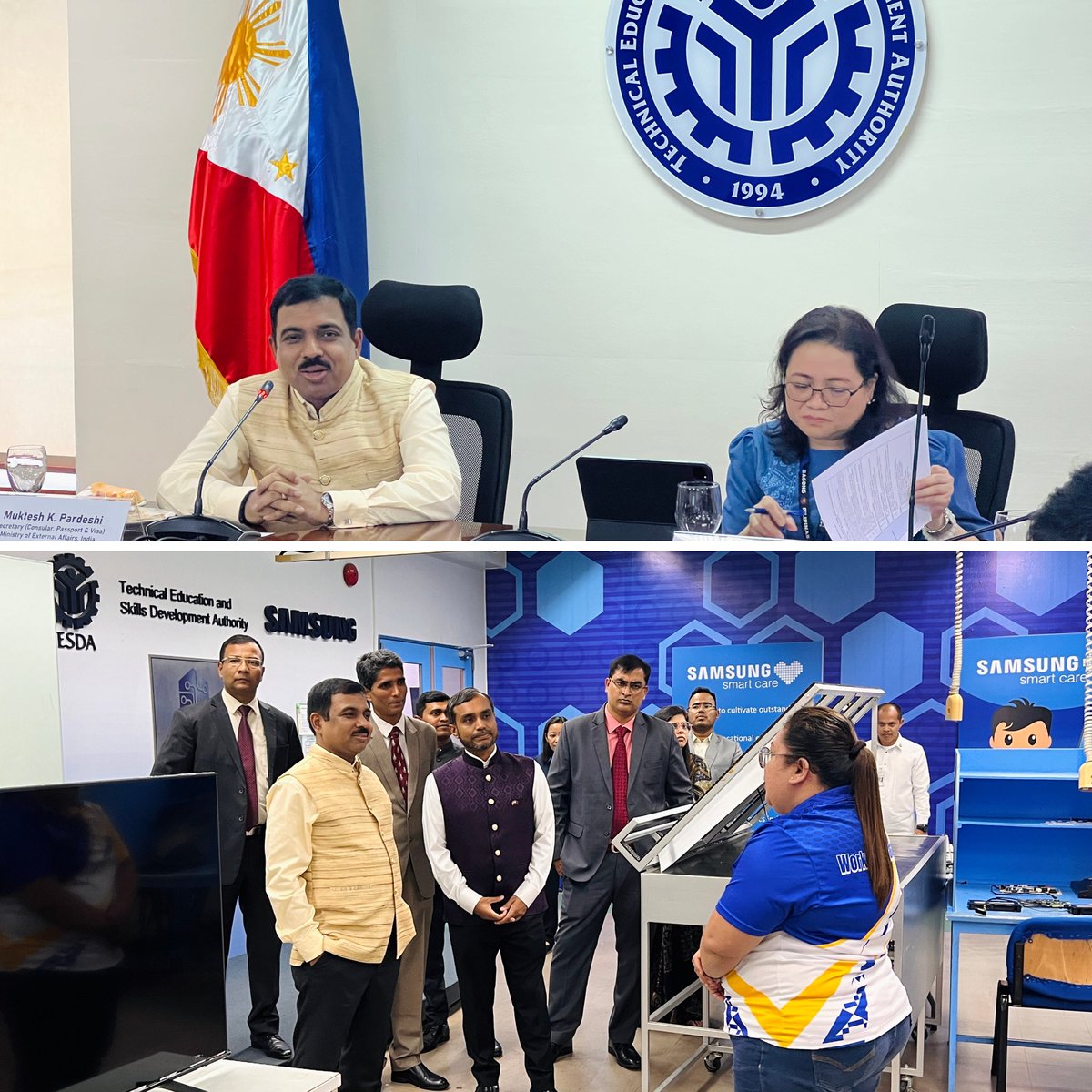 @SecretaryCPVOIA @MukteshPardeshi visited Ph CFO, @tesdaofficial, @prc_main to see first hand the skilling, orientation & capacity building programmes and facilities for OFWs inter alia and shared India’s related experience. @MEAIndia @CPVIndia @dfaphl @DMWPHL #AmritKaal