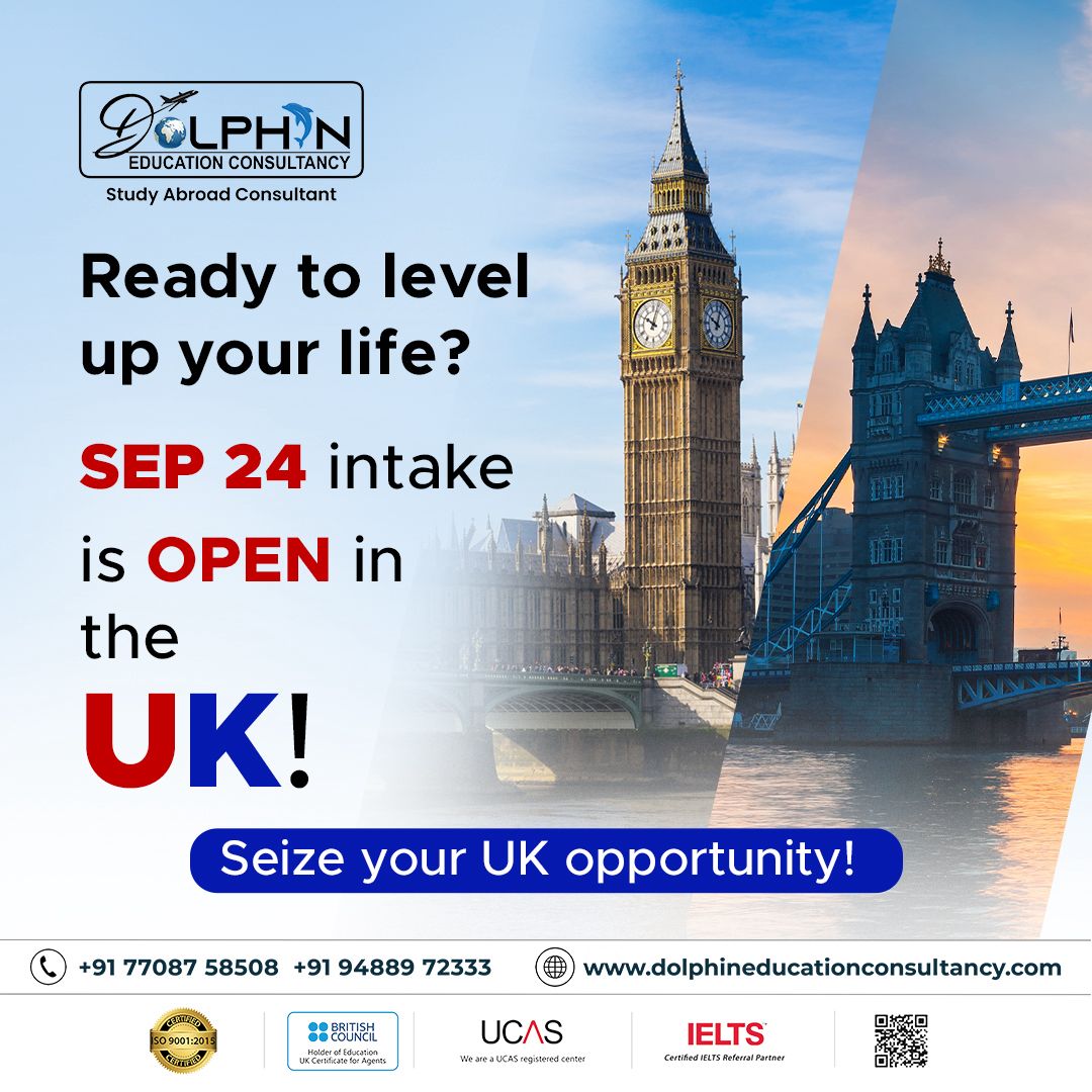 🎓🚀 Elevate your career in the UK! 🇬🇧 Sep 24 intake applications are now OPEN! 📝 Don’t miss this opportunity, contact us today to secure your spot! 🎉🔐

Call: 7708758508 (or) 9488972333
Visit:dolphineducationconsultancy.com

#studyinuk #StudyAbroad #UKEducation #ielts  #ukuniversities