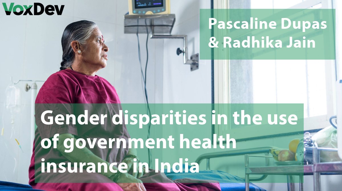 Gender disparities in the use of government health insurance in #India 🇮🇳 Last month on VoxDev, @DupasPascaline @PrincetonEcon & @radhi_jain @EconUCL outlined evidence on the stark gender gaps in hospital usage in India. Read here: voxdev.org/topic/health/g…