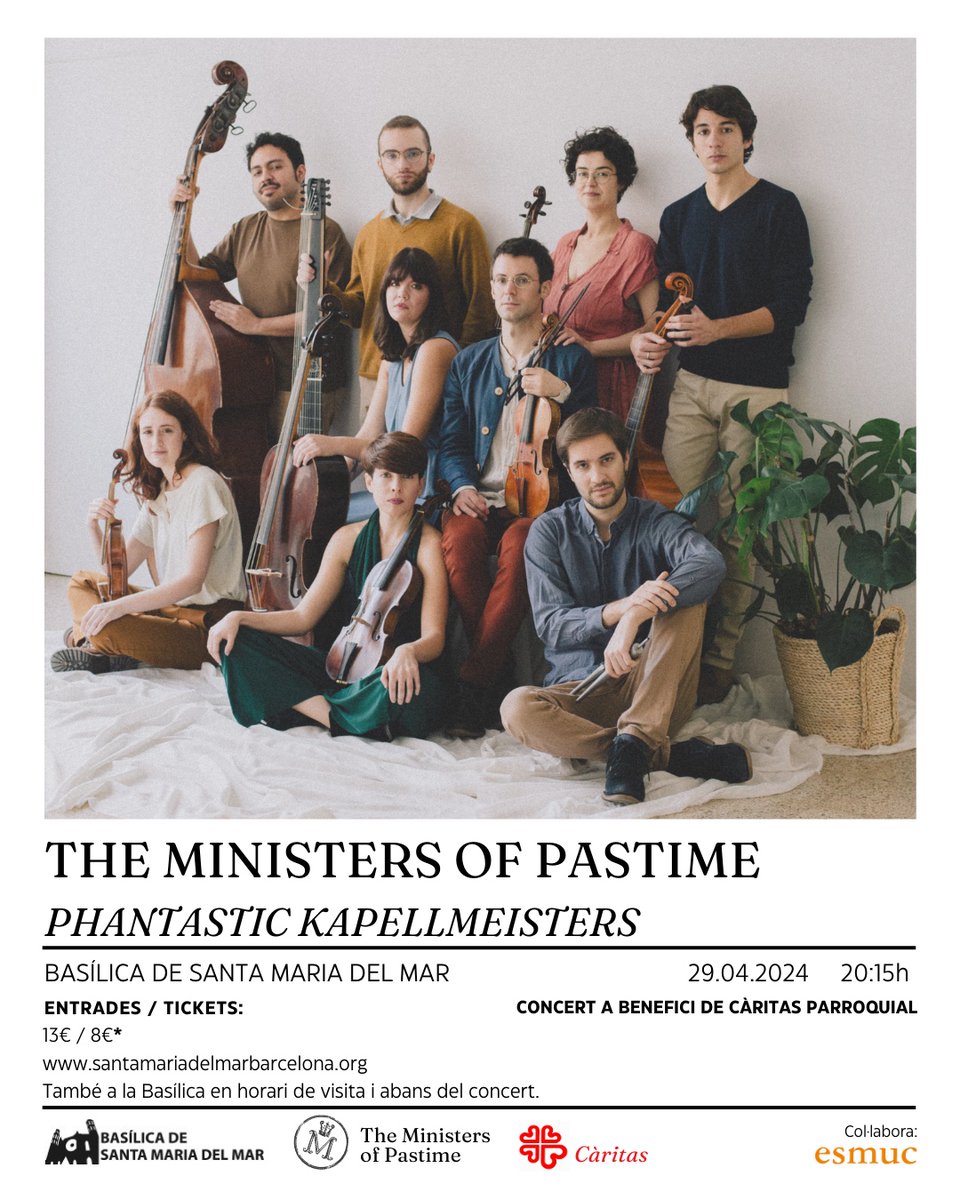 Amics i amigues de Barcelona!

El dilluns 29 d’abril tocarem a la fantàstica basílica de Santa Maria del Mar! Estem molt contentes de portar finalment el programa #phantastickapellmeisters a la nostra ciutat ❤️

Us hi esperem!