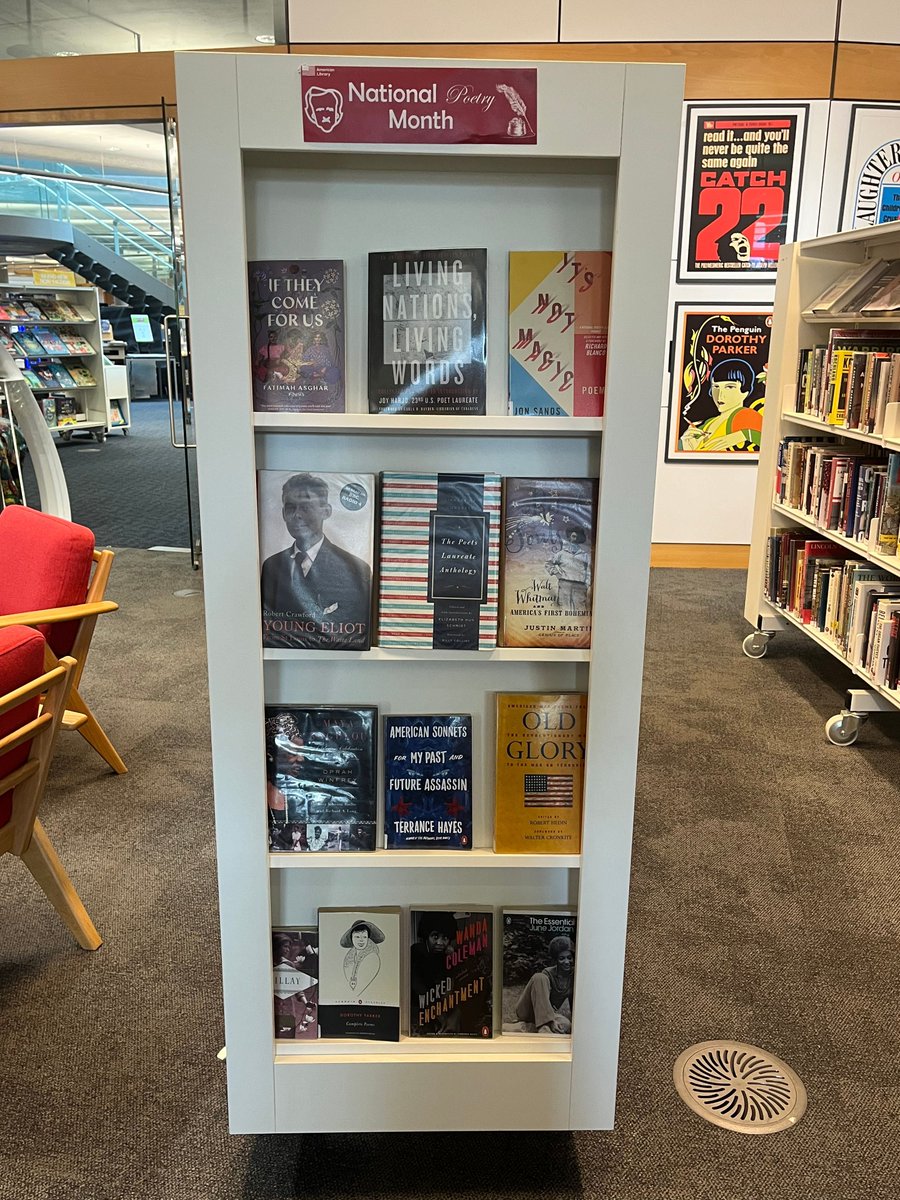 We're celebrating National Poetry Month here in the American Library! Come check out our selection of work by American poets, old and new for you to discover.