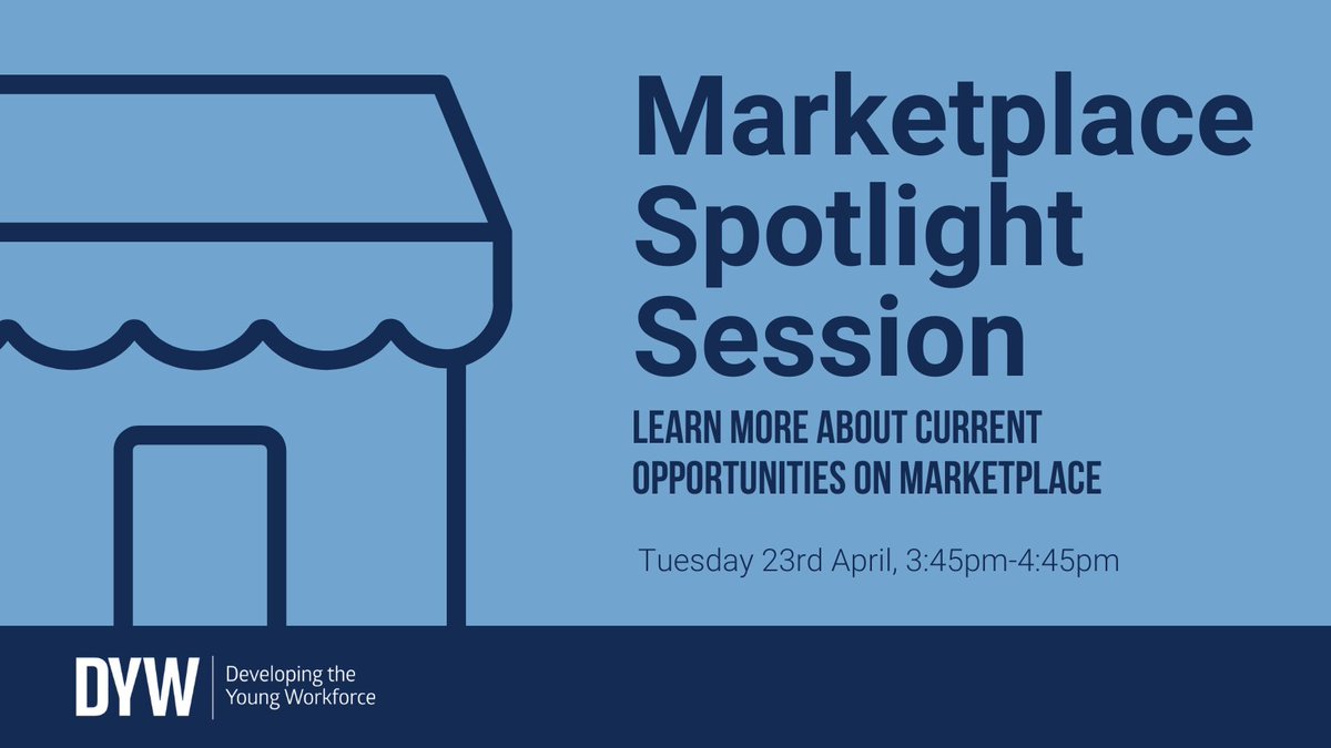 Less than two weeks until the first ever Marketplace Spotlight Session on 23rd April 📢 Learn about opportunities currently offered by employers in our new monthly Marketplace Spotlight Session series. Book now: ow.ly/u0MT50QXXBz #DYWScot