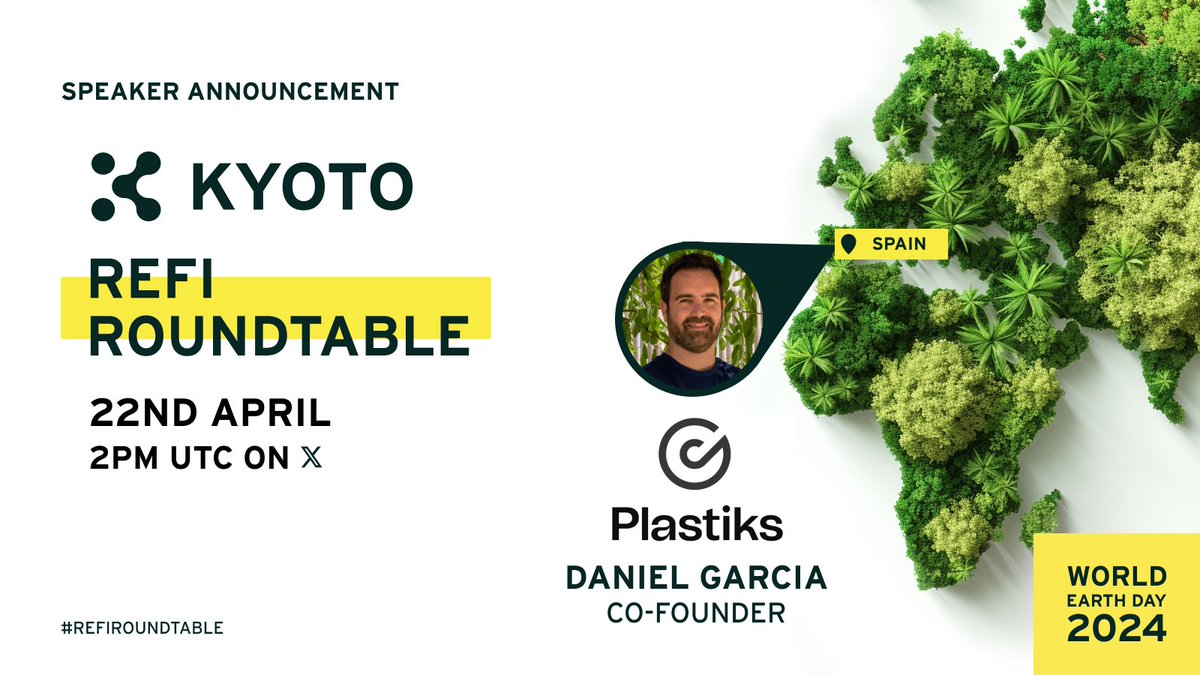 📢Speaker Announcement!📢 ✔️Our next panellist for the Kyoto #RefiRoundtable is Daniel Garcia, Co-founder of green tech project @Plastiks_io which uses #blockchain to verify plastic recovery & recycling♻️ Save the date👇 twitter.com/i/spaces/1eaJb… #ReFi #Plastiks #WorldEarthDay