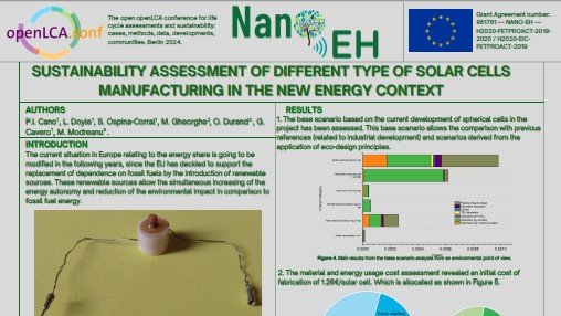 NanoEh_Project's tweet photo. 📡Great news from the @NanoEh_Project! Our poster📊“Sustainability assessment of different type of 🌞solar cells manufacturing in the new energy⚡ context” has been selected to be highlighted at the OpenLCA.conf event this 15th of April. 
More info🪩 https://t.co/8DczuhI66u https://t.co/KtpWYc9Ny1