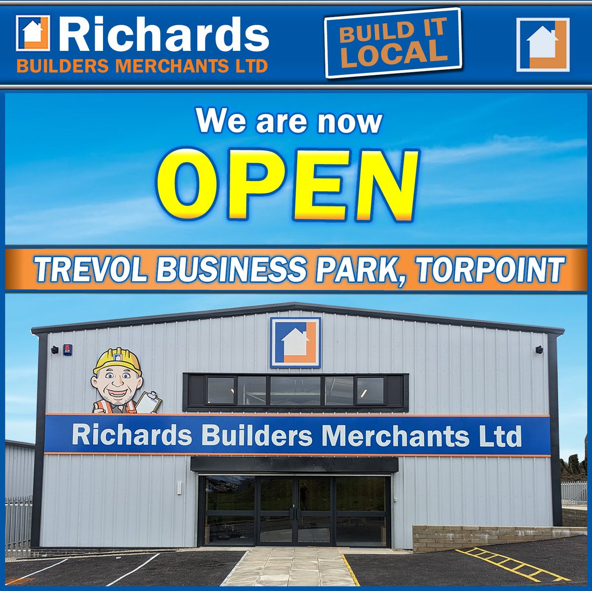 Our new store at Trevol Business Park is now OPEN!

We are also back open on Saturdays from 8am till 1pm beginning 13th April

#richardsbm #builditlocal #richardstorpoint #buildersmerchants